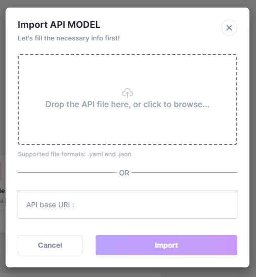 Imported API import details entry