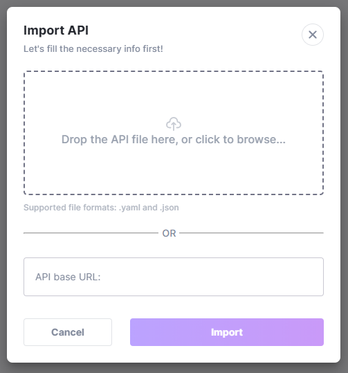 API import dialog