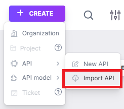 Import API menu-option