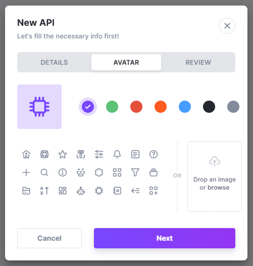 New API avatar selection