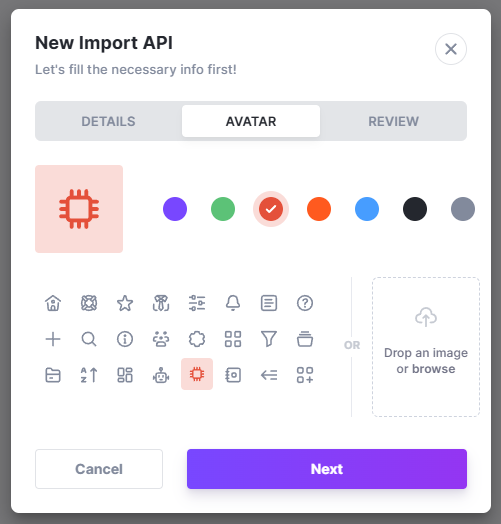 Imported API avatar selection