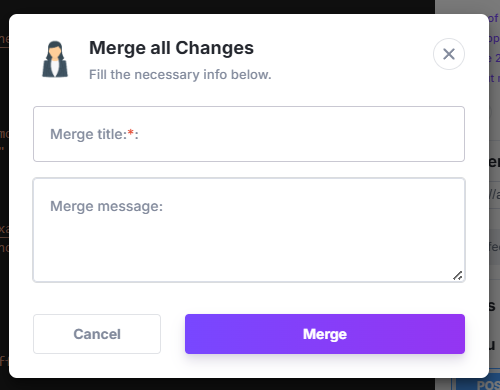 Merge confirmation dialog