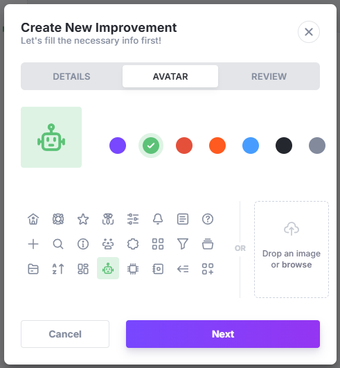 New improvement avatar selection