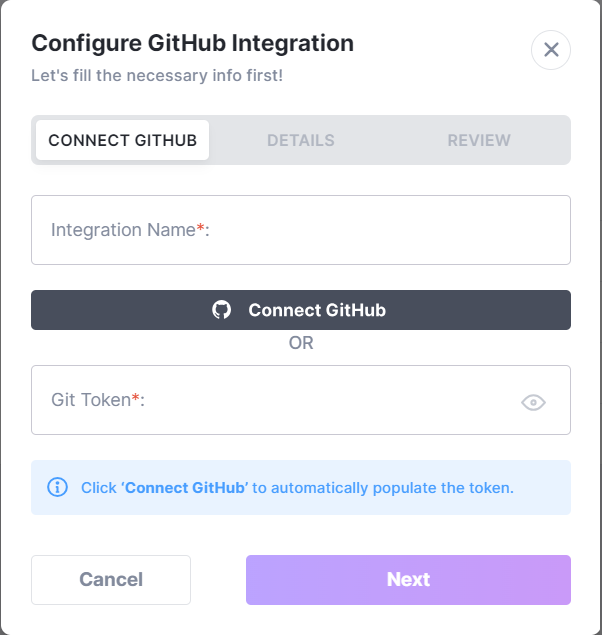 Configure github integration