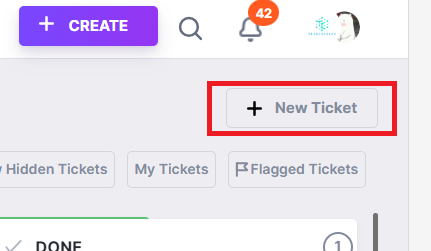 Create task from new ticket button