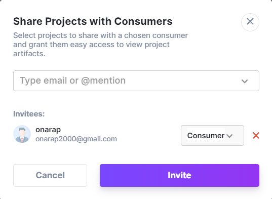 Invite consumer to project